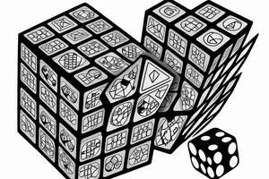 A rubix cube and a dice combined tattoo idea