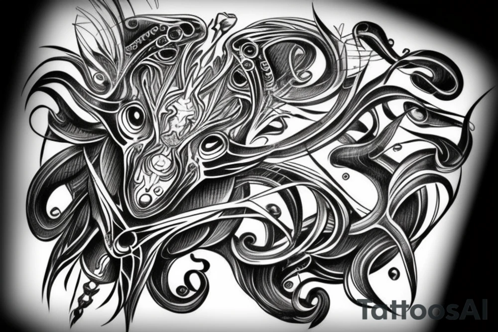 black drawing line Tauras zodiac tattoo idea