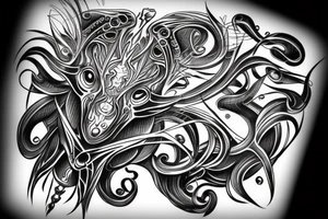 black drawing line Tauras zodiac tattoo idea