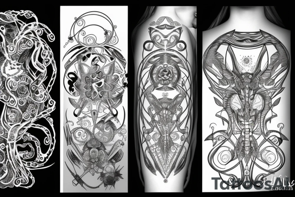 black drawing line Tauras zodiac tattoo idea