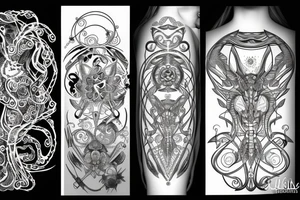 black drawing line Tauras zodiac tattoo idea