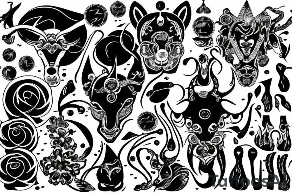 black drawing line Tauras zodiac tattoo idea