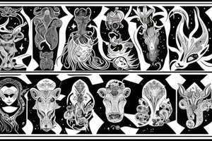 black drawing line Tauras zodiac tattoo idea