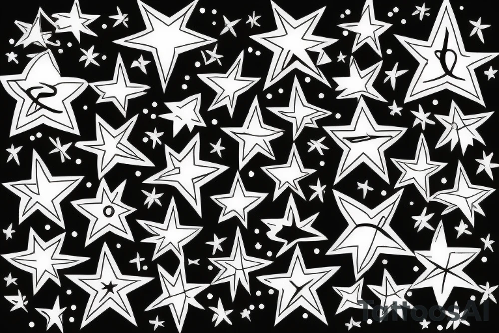 black Tauras drawing line with star tattoo idea