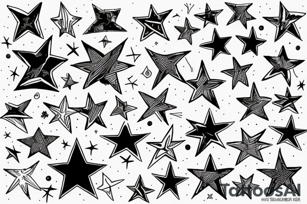 Tauras drawing line with star tattoo idea
