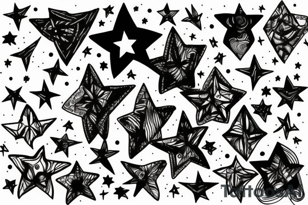 Tauras drawing line with star tattoo idea