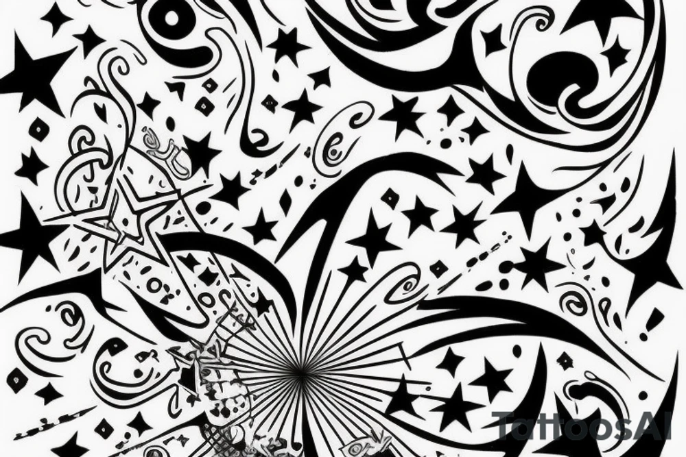 Tauras drawing line with a star tattoo idea