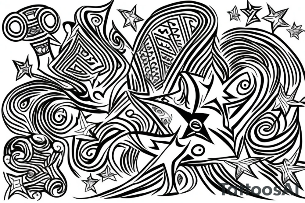 Tauras drawing line with a star tattoo idea