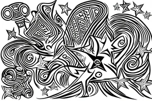 Tauras drawing line with a star tattoo idea
