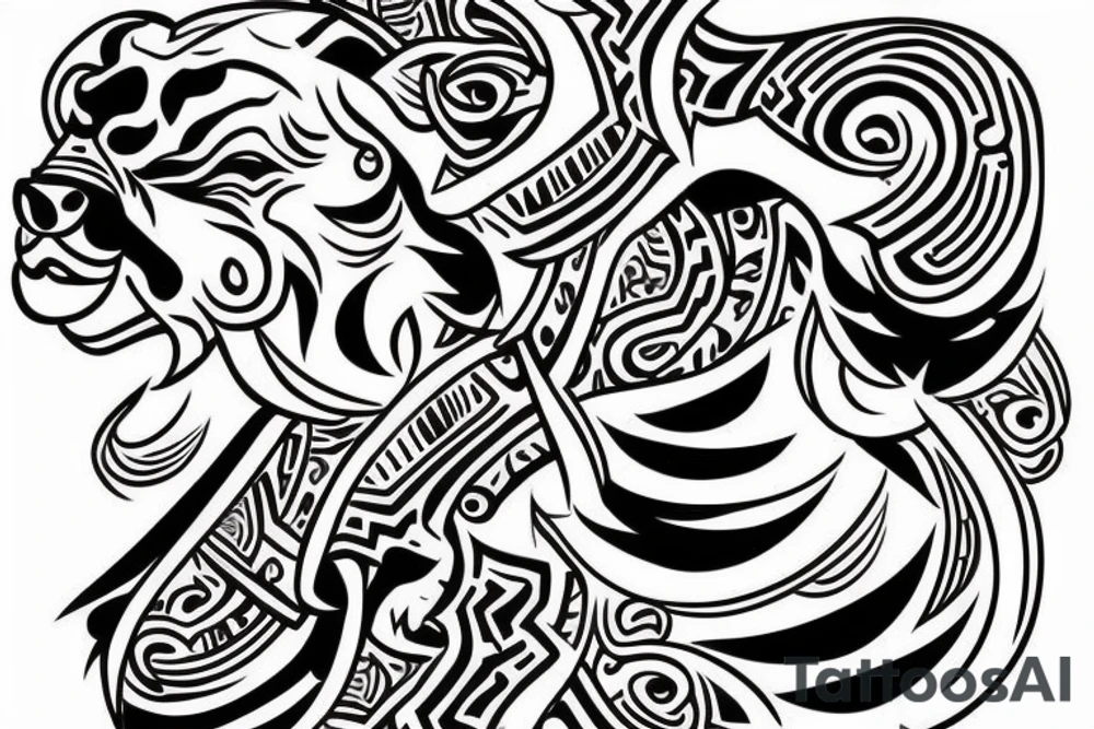 drawing line bulls tattoo idea