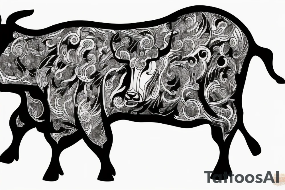 drawing line full body bulls tattoo idea