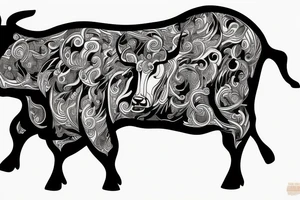 drawing line full body bulls tattoo idea