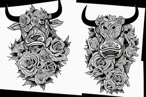 one line full body bulls tattoo idea
