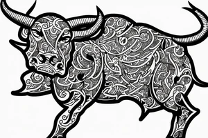 drawing line full body bulls tattoo idea