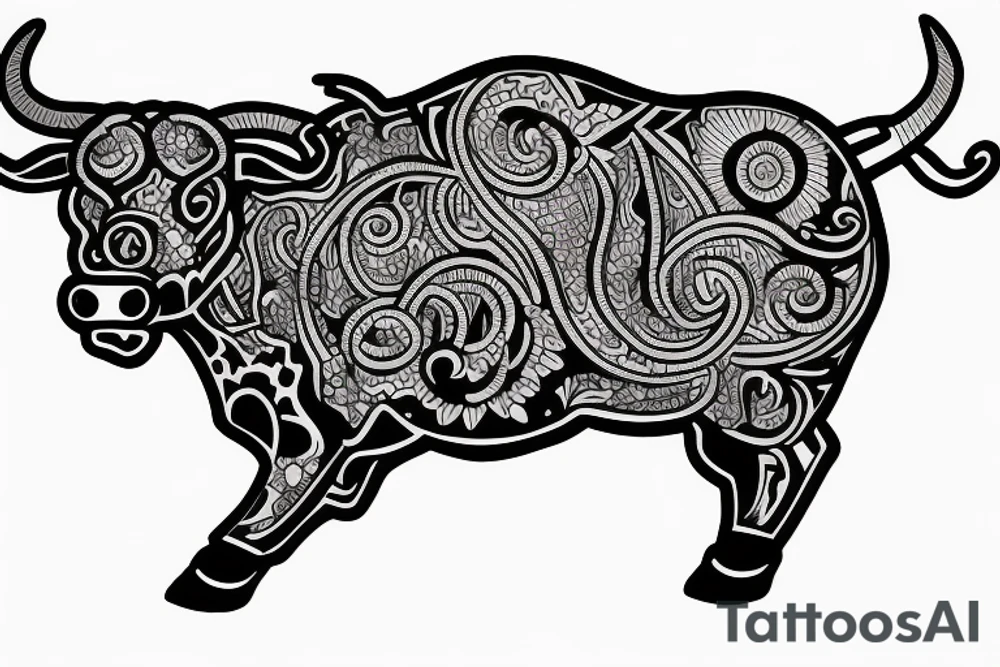 drawing line full body bulls tattoo idea