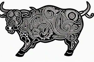 drawing line full body bulls tattoo idea