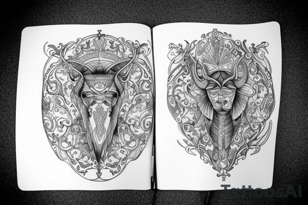 drawing line full body taurus tattoo idea