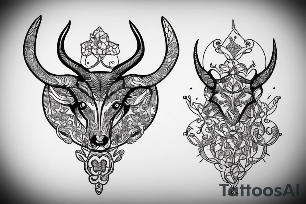drawing line full body taurus tattoo idea
