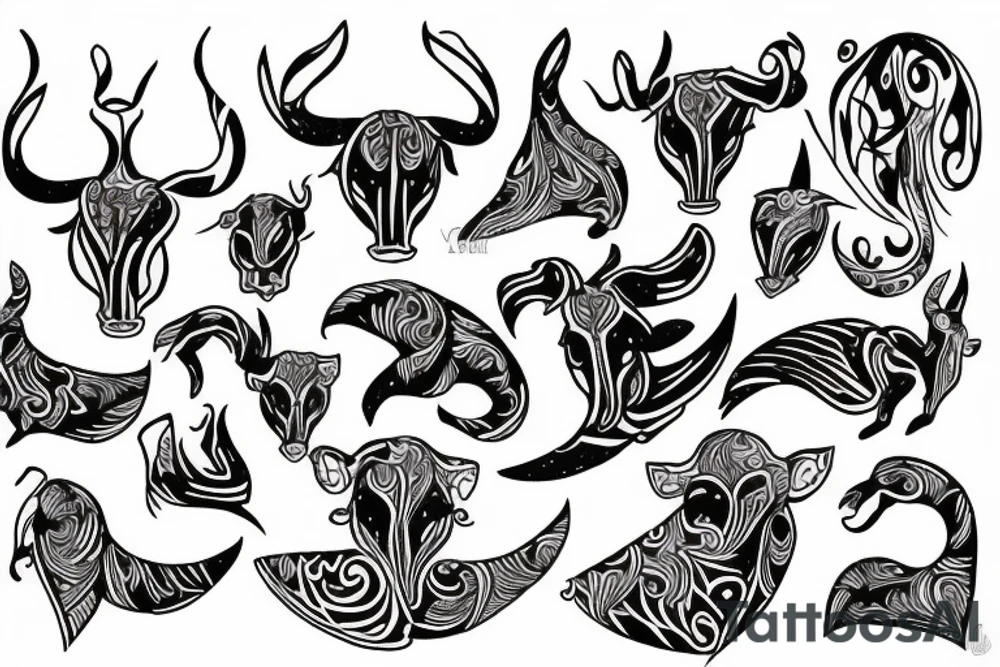 drawing line full body taurus tattoo idea