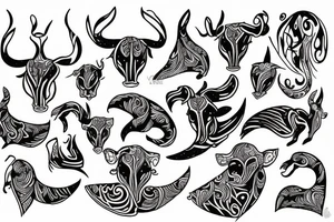 drawing line full body taurus tattoo idea