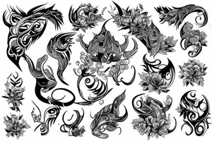 drawing line art full body Taurus tattoo idea