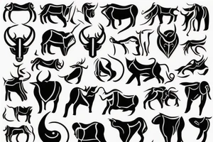 drawing line art full body Taurus tattoo idea