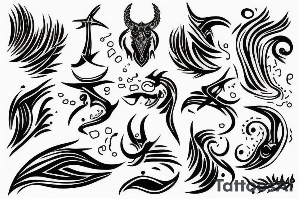 drawing line art full body Taurus tattoo idea