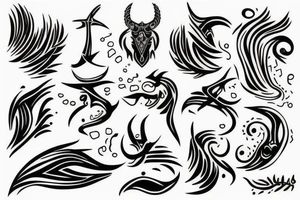 drawing line art full body Taurus tattoo idea