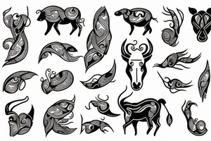 drawing line full body Taurus tattoo idea