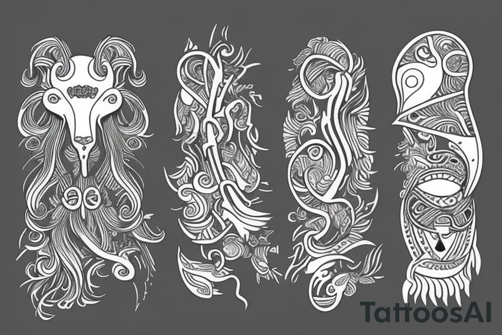drawing line full body Taurus tattoo idea