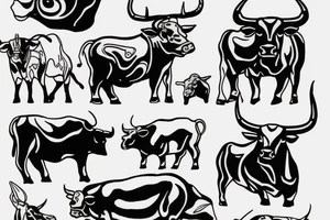drawing line art bull tattoo idea