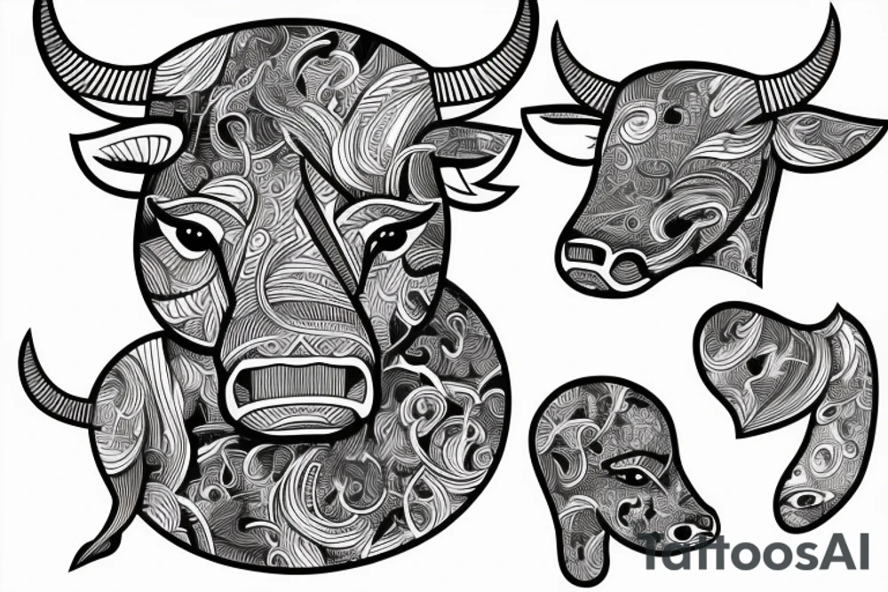 drawing line art bull tattoo idea