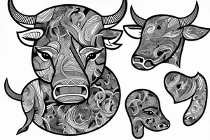 drawing line art bull tattoo idea