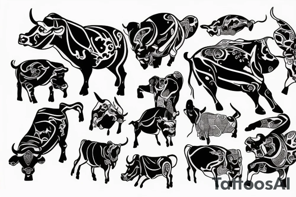 drawing line art bull tattoo idea