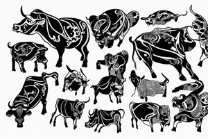 drawing line art bull tattoo idea