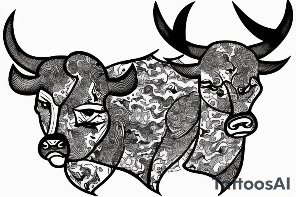drawing line art bull tattoo idea