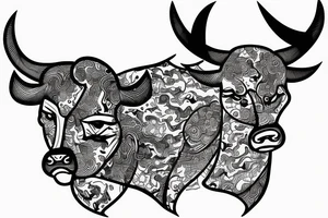 drawing line art bull tattoo idea