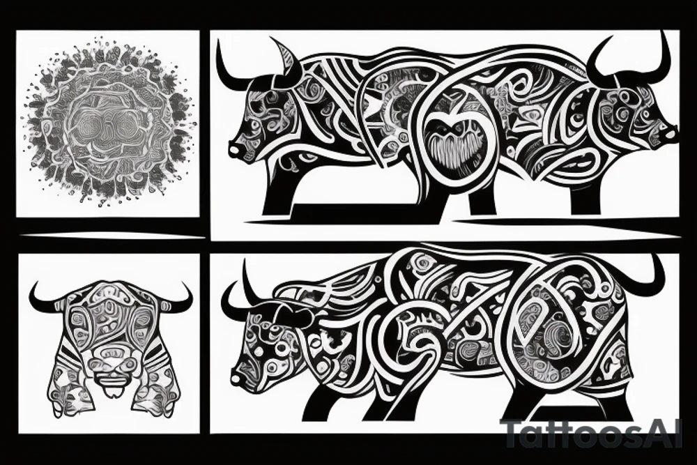 drawing line art bull tattoo idea