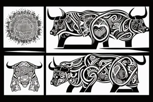 drawing line art bull tattoo idea