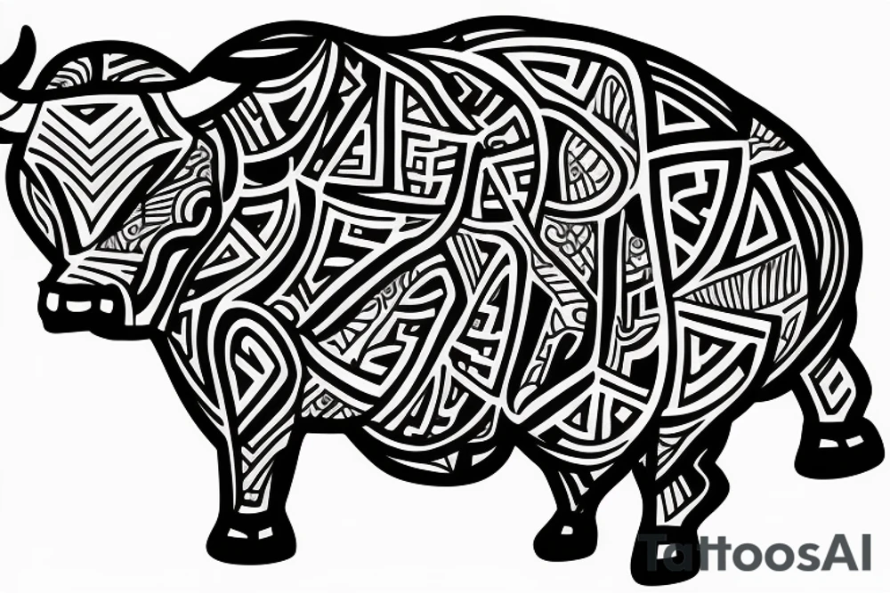 drawing line art bull tattoo idea
