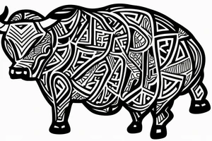 drawing line art bull tattoo idea