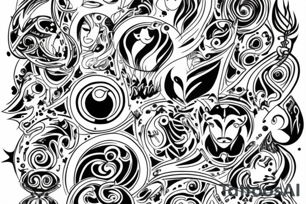 drawing line art entire body taurus with taurus zodiac icon tattoo idea