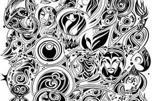 drawing line art entire body taurus with taurus zodiac icon tattoo idea