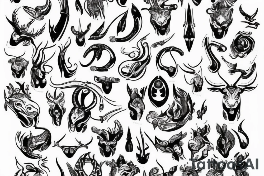 drawing line art entire body taurus with taurus zodiac icon tattoo idea