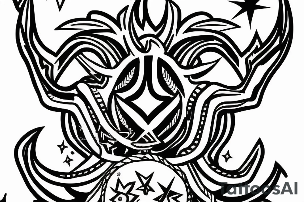 drawing line art entire body taurus with taurus zodiac icon and star tattoo idea