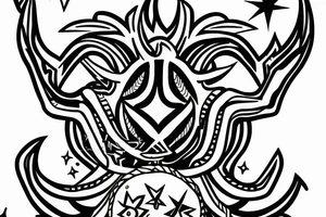 drawing line art entire body taurus with taurus zodiac icon and star tattoo idea