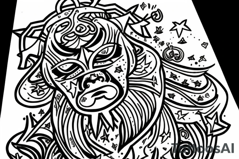 drawing line art entire body of taurus with the taurus zodiac icon and star tattoo idea