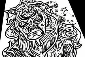 drawing line art entire body of taurus with the taurus zodiac icon and star tattoo idea