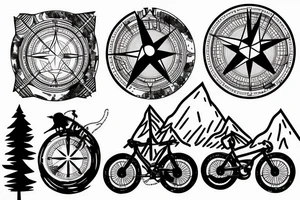 Mountains, Compass, Adventure, Van, Trees, Crossbike, birds tattoo idea