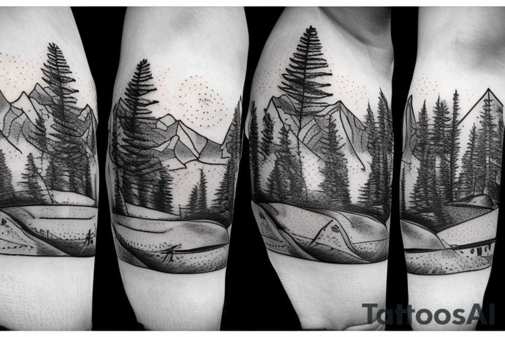 Mountains, Compass, Adventure, Van, Trees, Motorcycle, birds tattoo idea Mountains, Compass, Adventure, Van, Trees, Motorcycle, birds tattoo idea